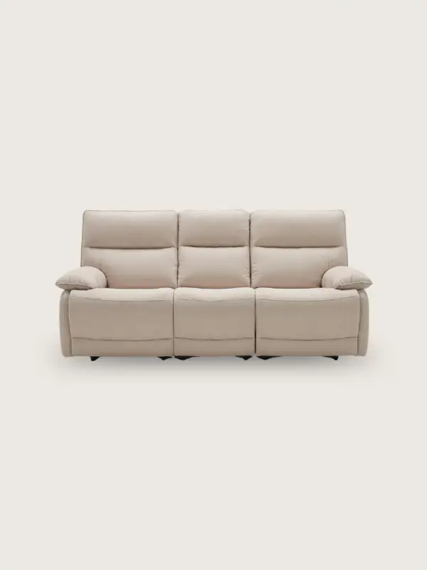 Cream Aquaclean fabric manual recliner sofa Rustica Furniture
