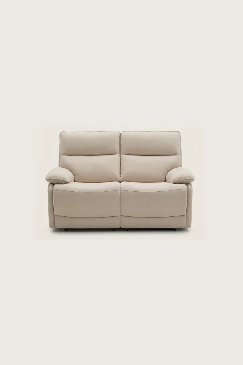 2 seater Cream Aquaclean fabric manual recliner sofa Rustica Furniture