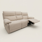 Cream Aquaclean fabric manual recliner sofa Rustica Furniture