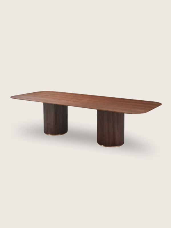 Lucerne 240 Dining Table – Walnut & Brass